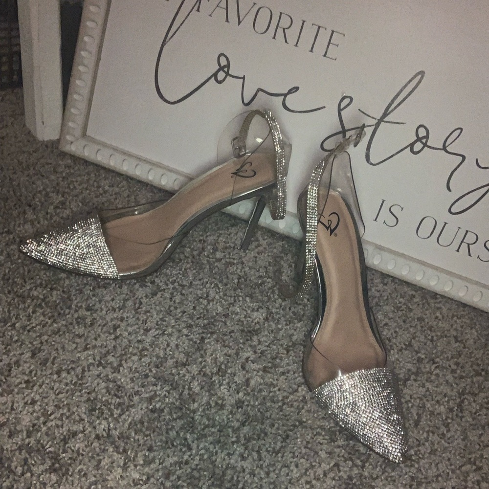 Elegant Silver Rhinestone Heels